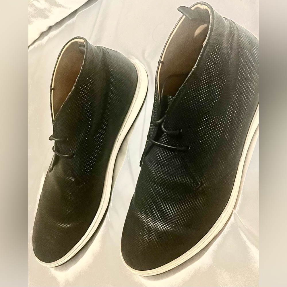 Giorgio Armani Black Pebbled Leather Ankle Boots. Worn once.  8 1/2.